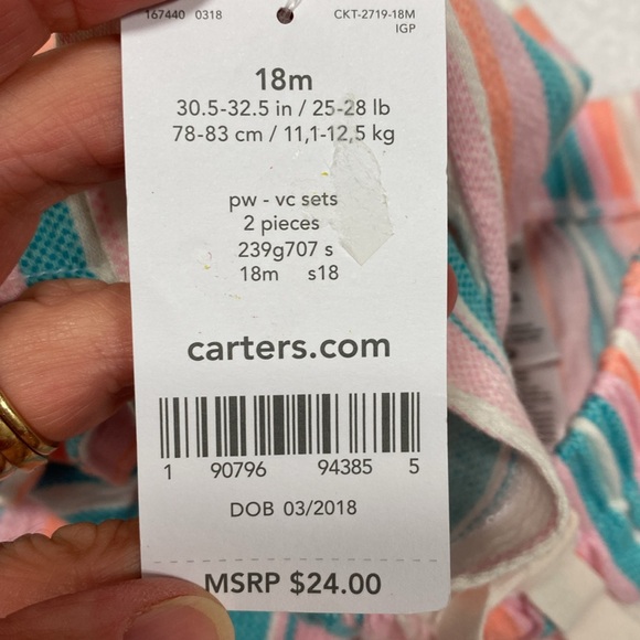 NWT Carters striped tank and matching shorts 18m - Picture 9 of 9